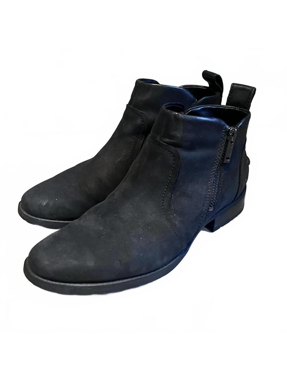 UGG Aureo II Black Nubuck Leather Ankle Zip Boots Women USA Size 7.5 EUR 38.5
